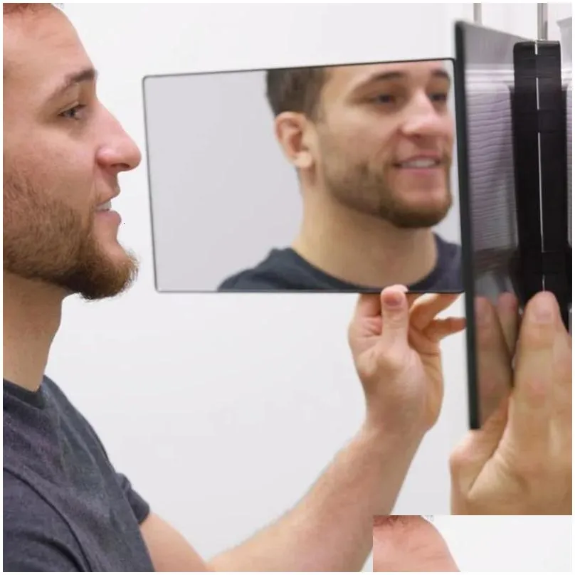 Compact Mirrors 3 Way Mirror for Self Hair Cutting 360 Trifold Hair Cut Mirror for Men Women Makeup Vanity Mirror black 231122