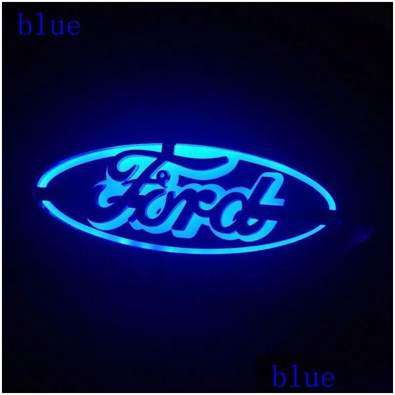 5D led car logo lamp 14.5cm*5.6cm for Ford Focus Mondeo Kuga car badge LED lamp Auto laser lights 3D rear emblem sticker ghost shadow