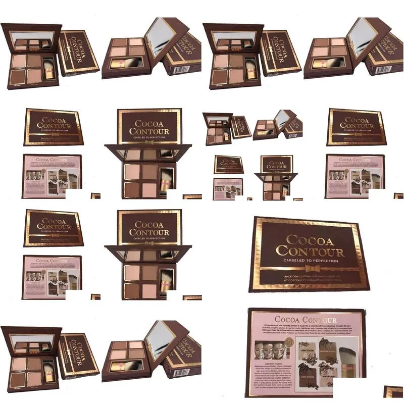 In stock COCOA Contour Kit Highlighters Palette Nude Color Cosmetics Face Concealer Makeup Chocolate Eyeshadow with Contour Buki Brush