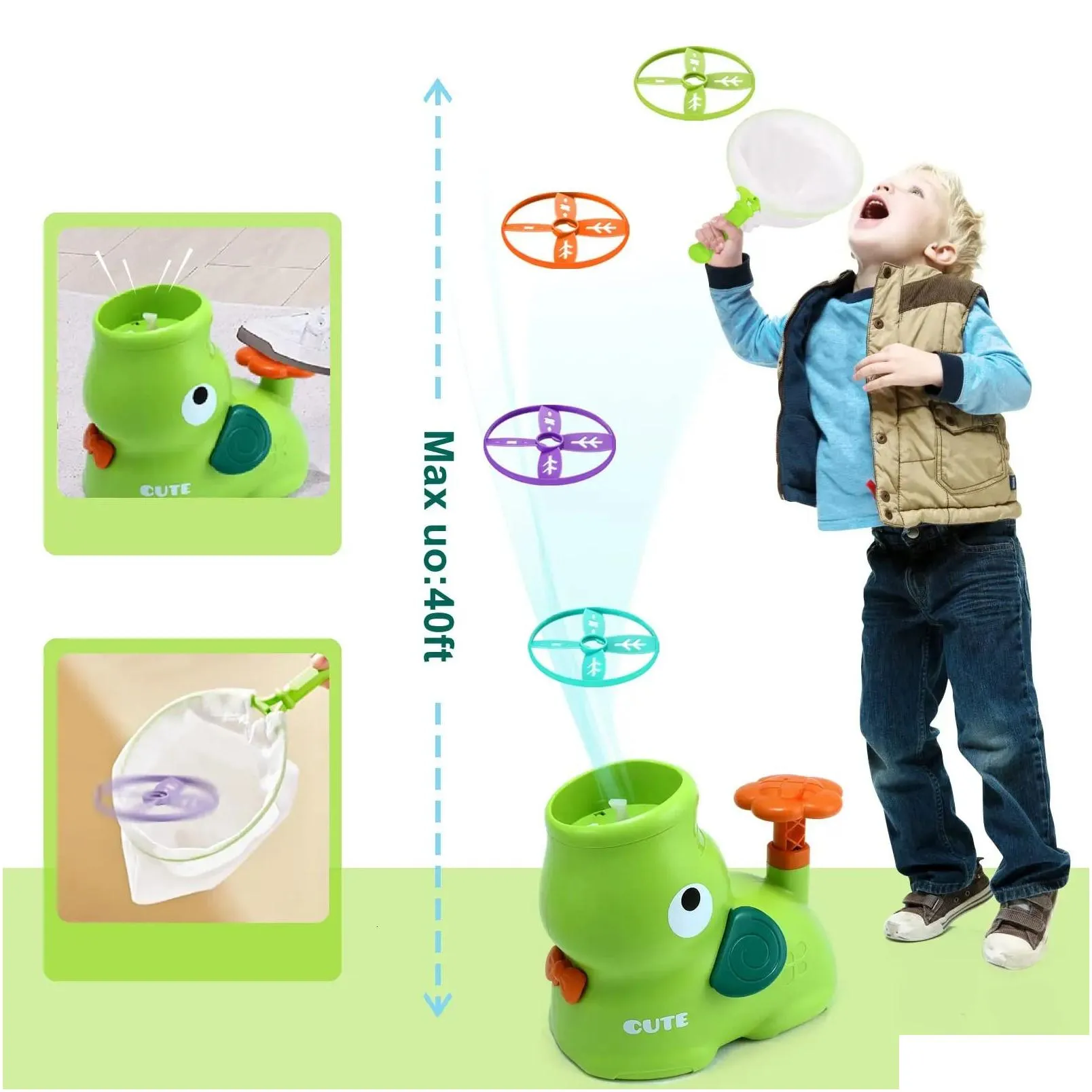 Sports Toys Kids Outdoor Game Flying Discs Air Rocket Launcher Feet-Mounted Flying Saucer Interactive Garden Sports Toy for Children