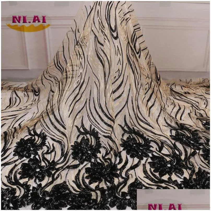 2019 High Quality African Sequins Lace Fabric French Net Embroidery Tulle Lace Fabric For Nigerian Wedding Party Dress XY2651B22606895