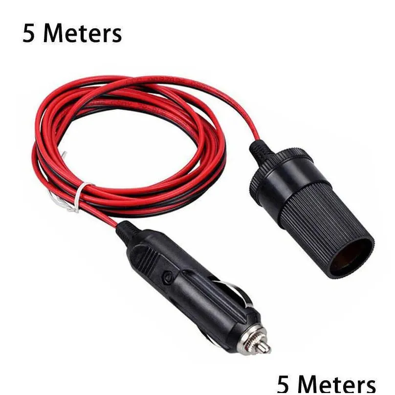 New 12v 10a Car Cigarette Lighter Socket Extension Cord Cable 2/5 Meters Male Plug to Female Socket Extension Cable Car Interior