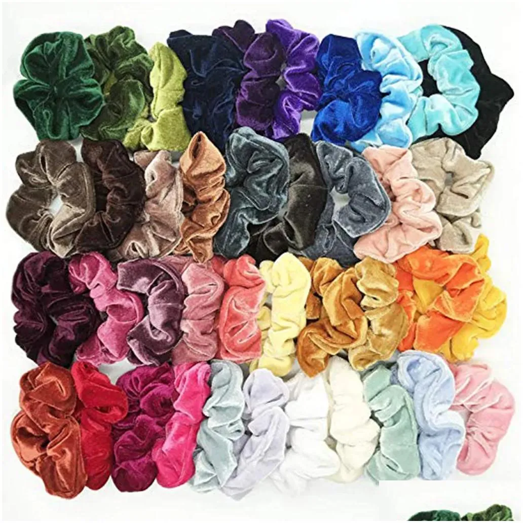 40pcs Velvet Scrunchie Women Girls Elastic Hair Rubber Bands Accories Gum For Women Tie Hair Ring Rope Ponytail Holder4093082