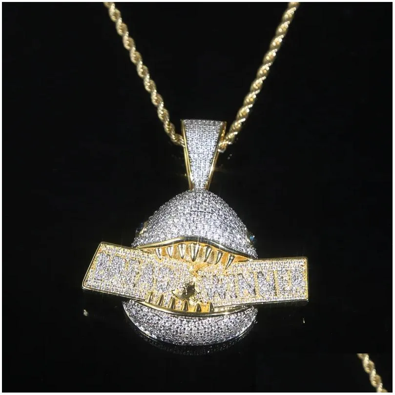New Design Bread Winner Letter Shark Necklace High Quality Women Lady Iced Out Zirconia Hip Hop Fashion Gift Jewelry