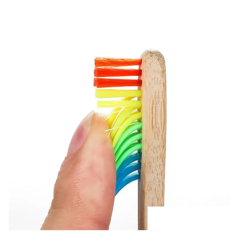 Toothbrush 1000Pcs Colorf Head Bamboo Environment Wooden Rainbow Oral Care Soft Bristle Travel Drop Delivery Health Beauty Hygiene Dhwv2