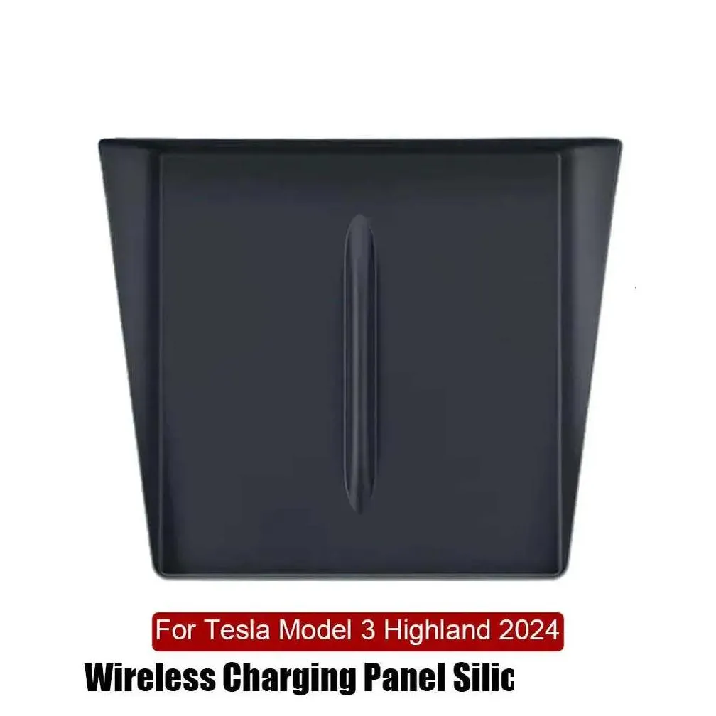 New For Tesla Model 3+ Highland 2024 Wireless Charging Panel Center Console Silicone Pad Non-slip Interior Accessories