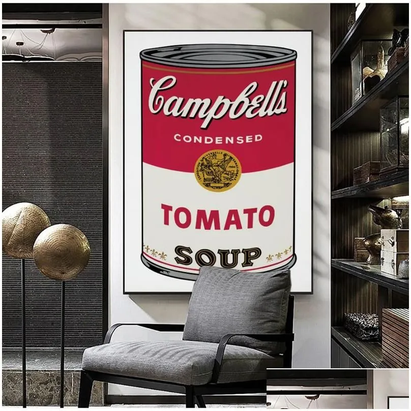 Paintings Canvas Painting Vintage Andy Warhol Tomato Soup Abstract Interior Gallery Decorative Picture Wall Pictures For Living Room