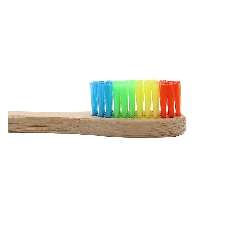 Toothbrush 1000Pcs Colorf Head Bamboo Environment Wooden Rainbow Oral Care Soft Bristle Travel Drop Delivery Health Beauty Hygiene Dhwv2