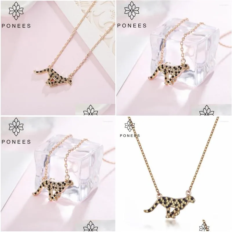 pendant necklaces ponees selling pave crystal rhinestone women leopard jewelry for ladies fashion animal necklace
