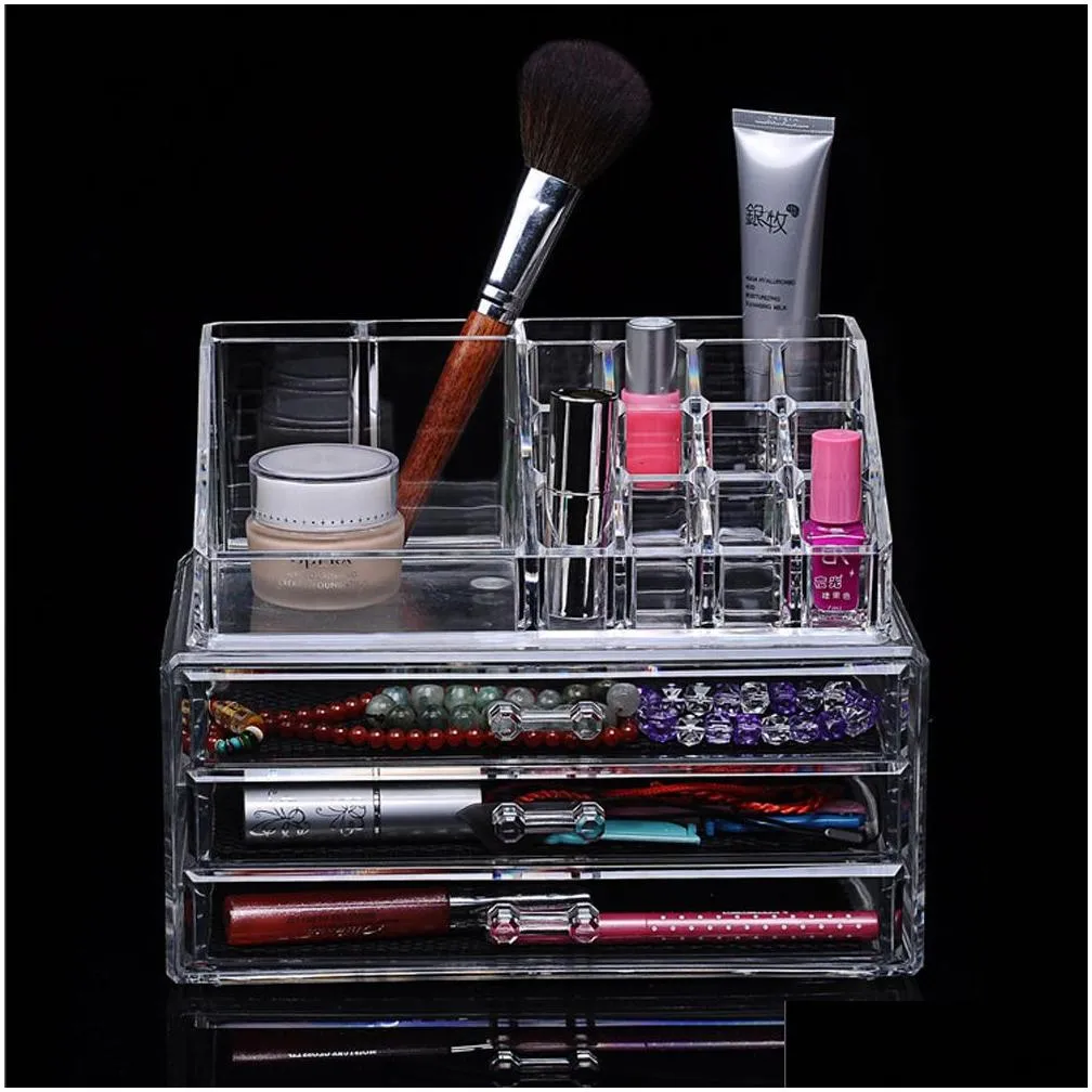 Storage Boxes Bins Clear Acrylic Makeup Organizer Storage Boxe Plastic Make Up Organizer For Cosmetics Lipstick Organizer home Storage Drawers type