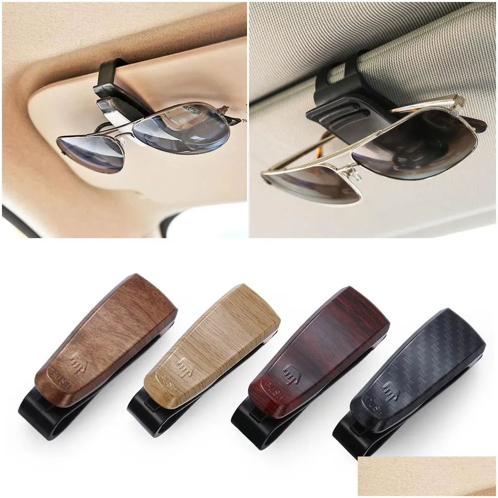 1pc Metal Hangers Wood Car Glasses Holder for Reading Glasses Sunglasses Eyeglass Placement Auto Fastener Clip Tool