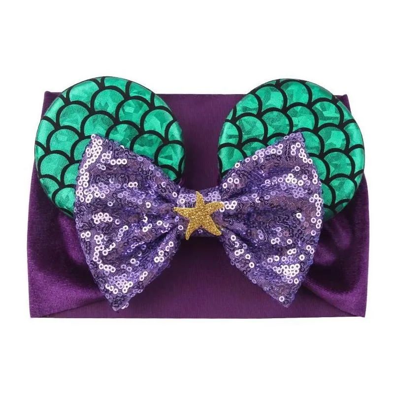 Baby Velvet Hair Belt Solid Color Hairpin Sequin Glitter Big Bow Clips Mouse Ear Wide Boutique Headband kids Girl Hair Accessories