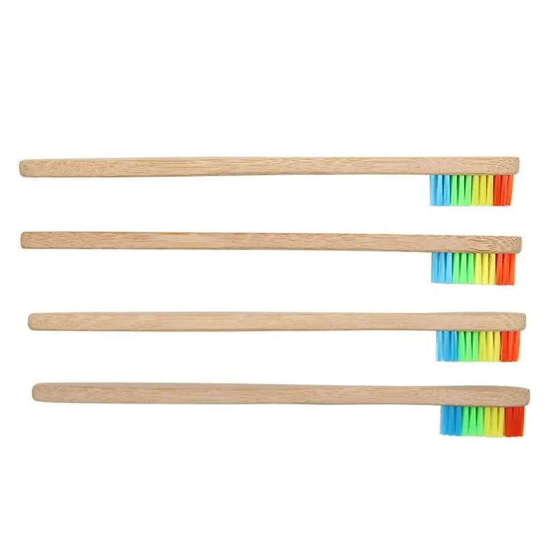 Toothbrush 1000Pcs Colorf Head Bamboo Environment Wooden Rainbow Oral Care Soft Bristle Travel Drop Delivery Health Beauty Hygiene Dhwv2