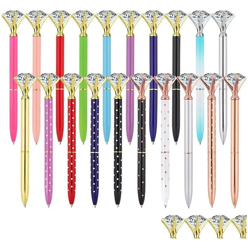 wholesale Luxury Crystal Pens Big Diamond Ballpoint Pen Gift Promotion Student Stationery Office Writing Pen
