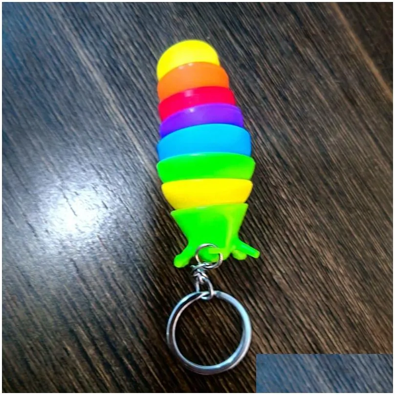 8cm Mini Finger Fidget Toys Slug Snail Caterpillar Keychain Child Adult Stress Reliever Anti-Anxiety Squeeze Sensory Funny Party Favor