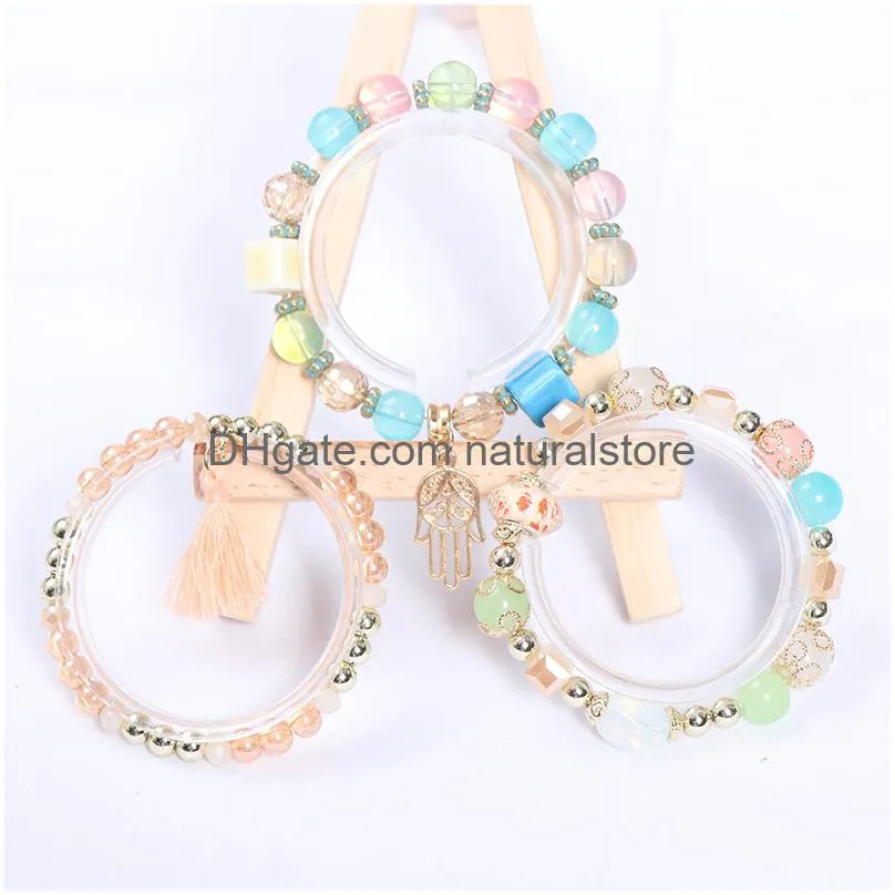 Charm Bracelets 8Pcs Set Bohemian Handmade Beads Bracelet For Women Summer Colorf Beaded Chain Bangle Girls Boho Jewelry Accessories Otc0E
