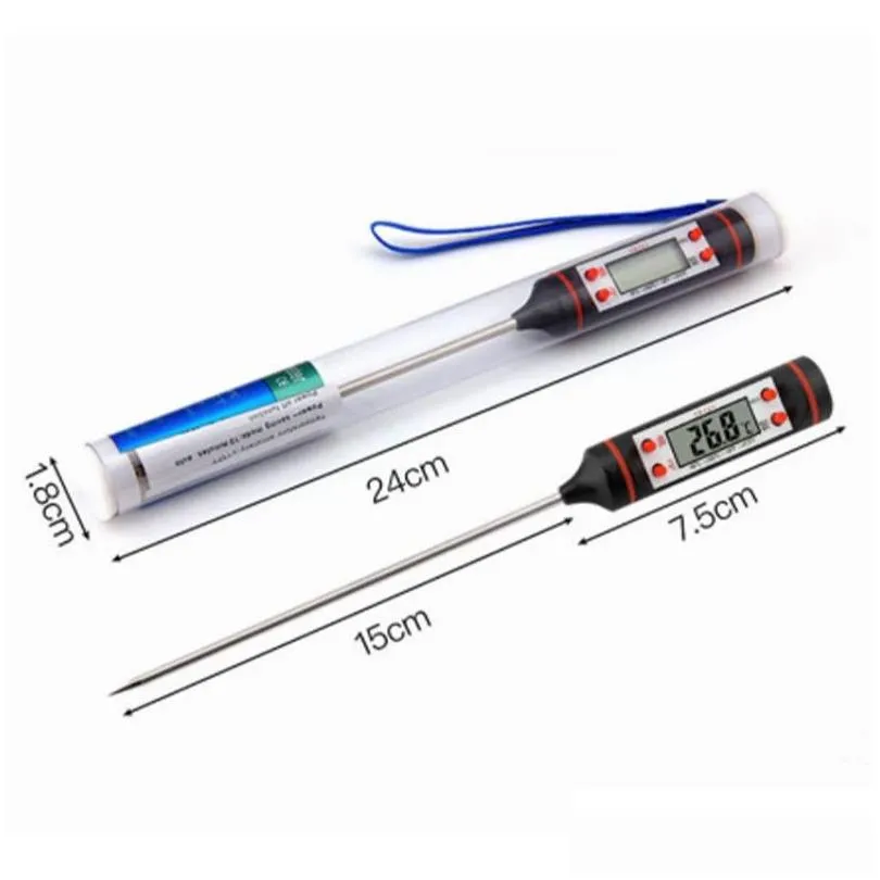 Thermometers Stainless Steel Bbq Meat Kitchen Digital Cooking Food Probe Hangable Electronic Barbecue Household Drop Delivery Home Gar Dhrjf