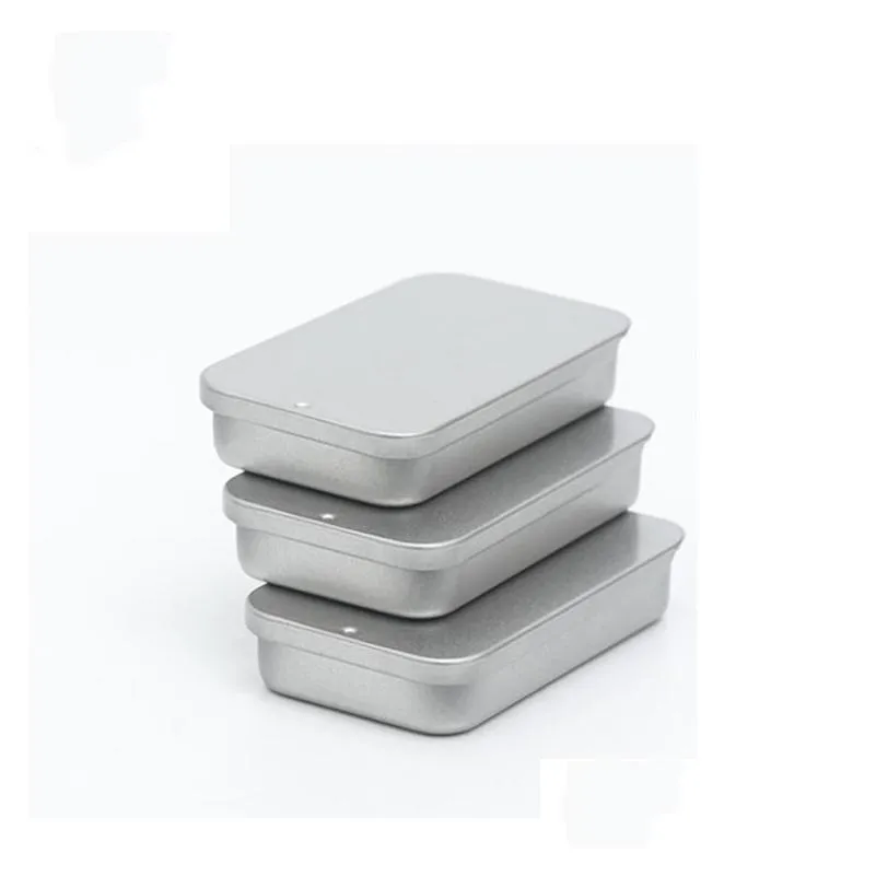 60X34X11mm Size Plain Slide Top Tin Box Rectangle Candy Case Storage Box Push And Pull Boxes SN6714