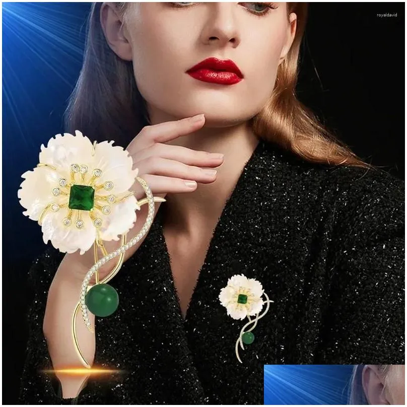 Pins, Brooches Flowers For Women Elegant Begonia Crystal Luxurious Cubic Zirconia Cor Lady Coat Suit Accessories Pins Drop Delivery J Dhcva