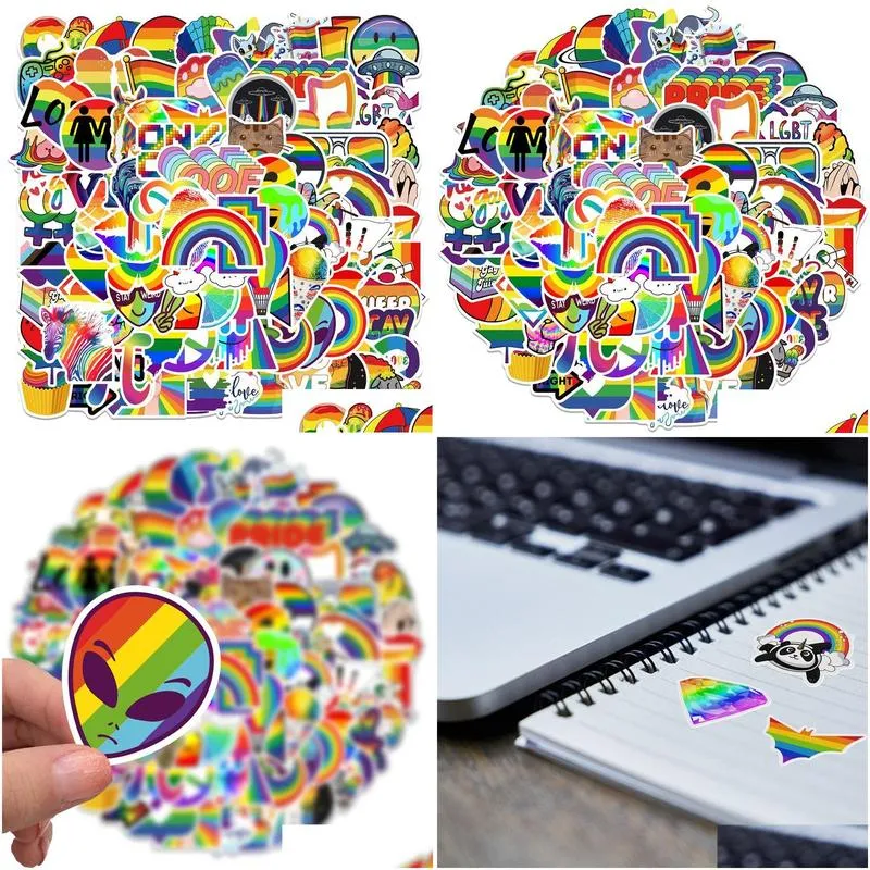 Car Stickers 100 Pcs Gay Pride Rainbow For Lgbtq Az078Ht204 Drop Delivery Automobiles Motorcycles Exterior Accessories Dhd9N