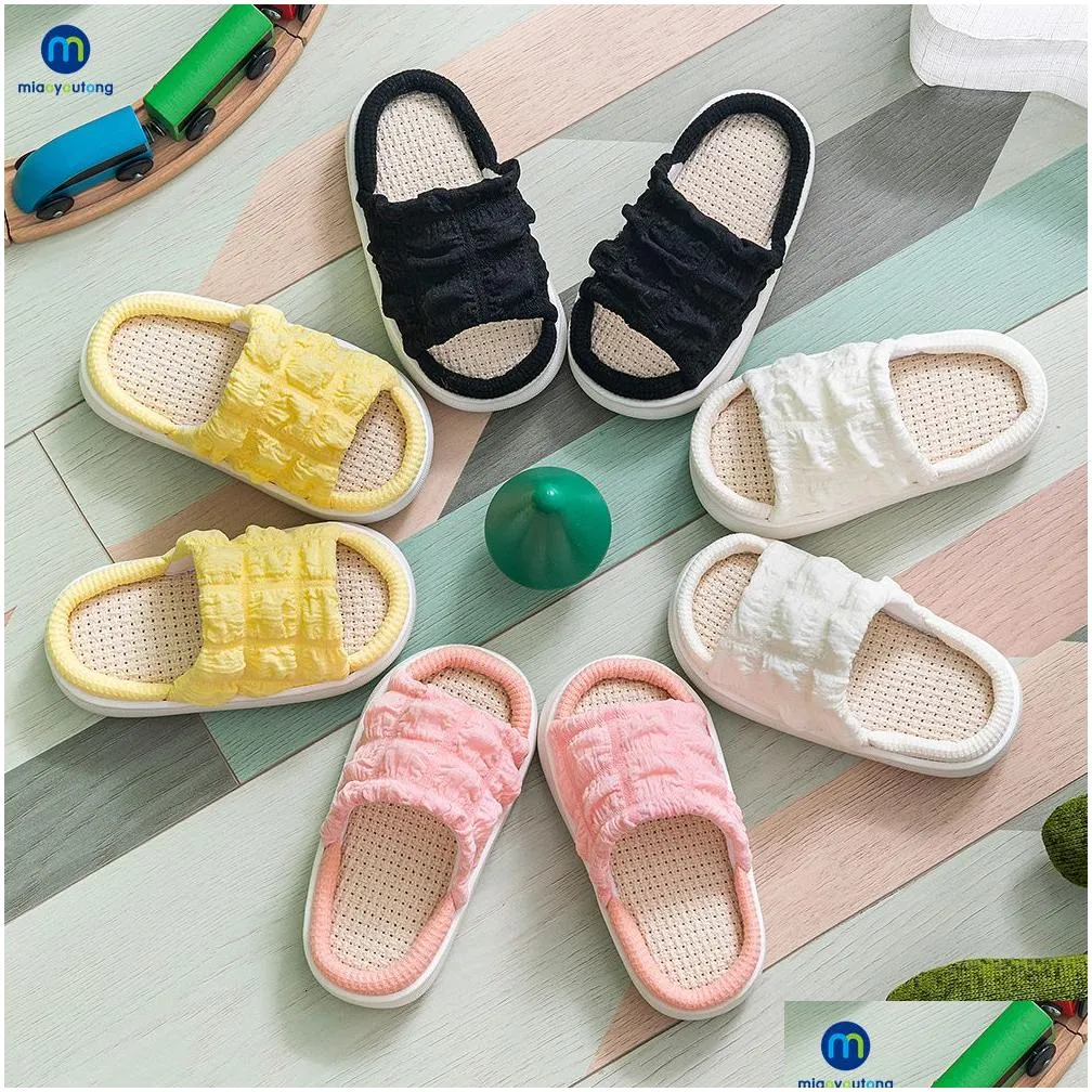 Slipper Home Linen Baby Girls Slippers Children Shoes Kids Breathable Non-Slip Thick Soled Spring Summer Platform Sandals Miaoyoutong