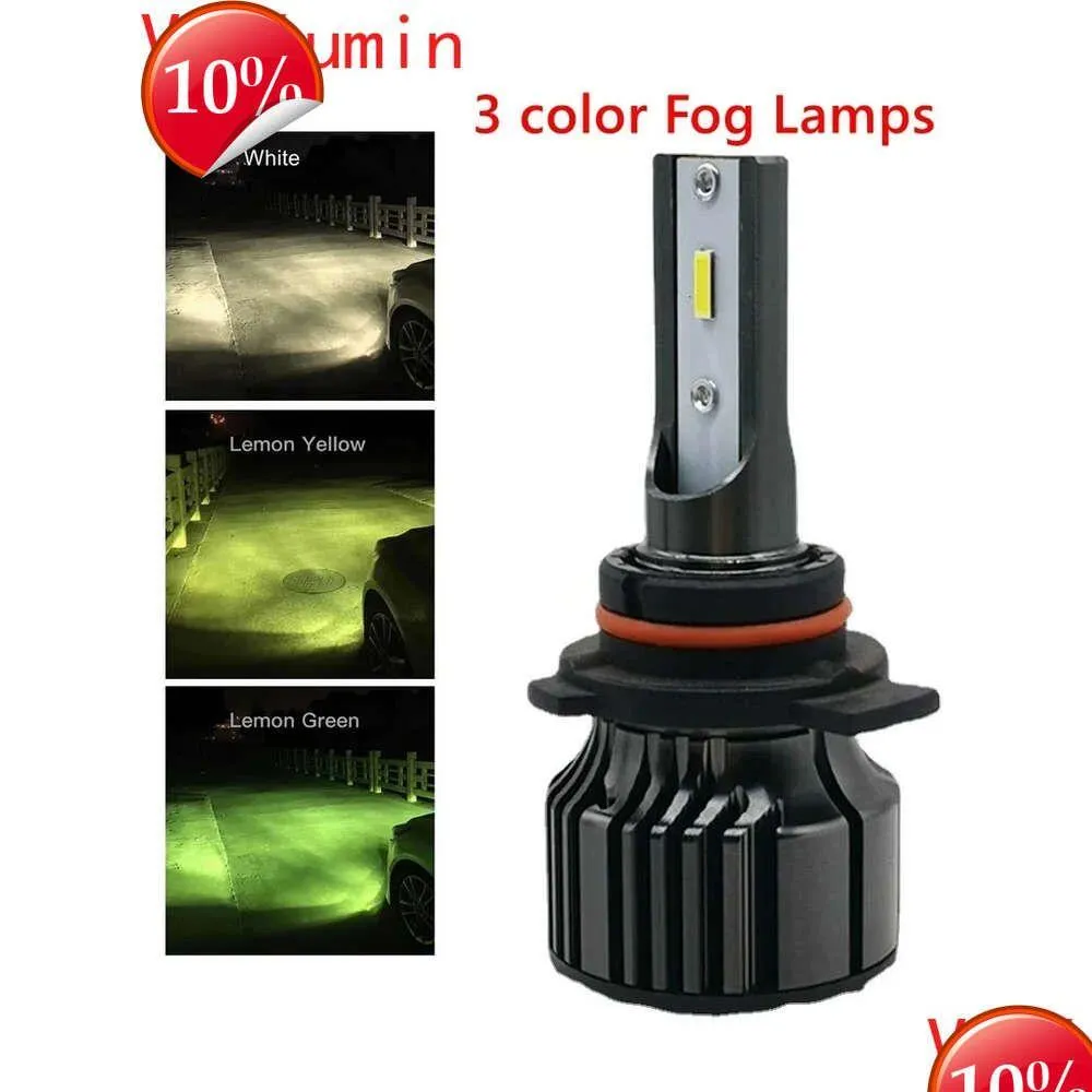 New Car LED Fog Lemon Green Lamp 1860 CSP Chip 14000Lm 40W Yellow White Green H1 H3 H7 H8 H9 H11 H16 H27 881 880 9005 HB3 9006 HB4