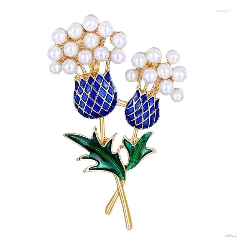 Pins, Brooches Delicate Oil Drop Pearl Enamel Plant Fruit Fashion Brooch Weddings Bouquet Clothes Jewelry Accessories Gift Delivery Dhorn