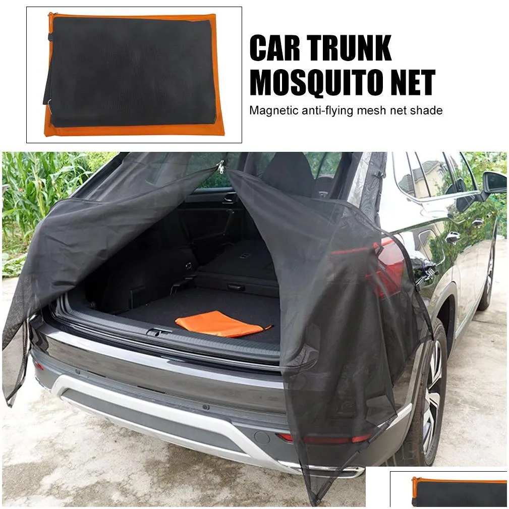 Universal Sunshade Cover Car Anti-Mosquito Anti-Flying Insects Curtain Trunk Sunshade Cover Mesh Camping UV Protection For SUV MPV Tail Door Mosquito