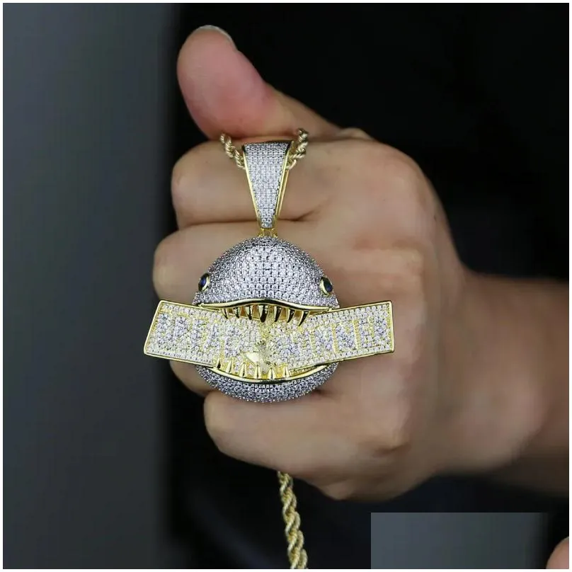 New Design Bread Winner Letter Shark Necklace High Quality Women Lady Iced Out Zirconia Hip Hop Fashion Gift Jewelry
