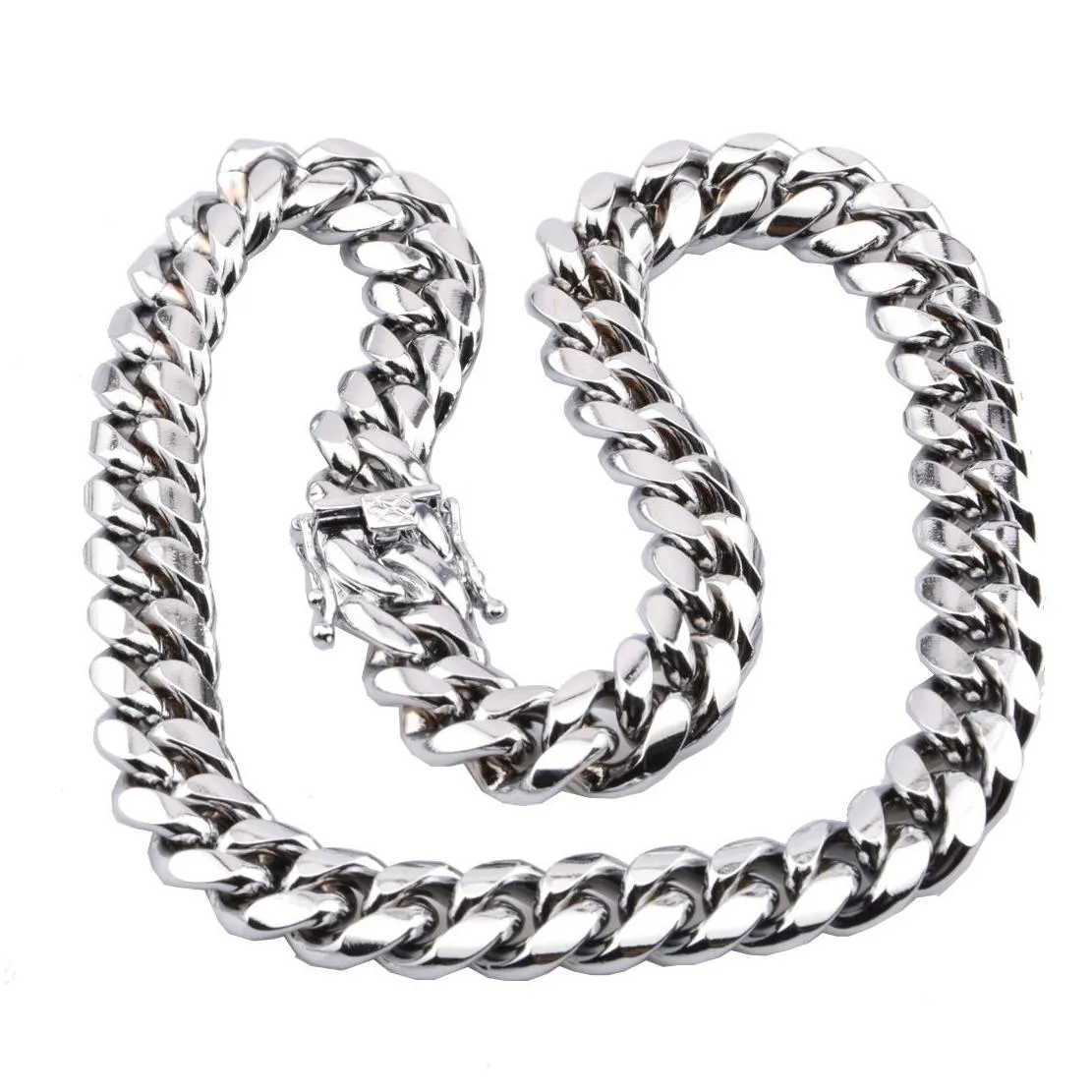 Chains High Quality  Cuban Link Chain Necklace Men Hip Hop Gold Sier Necklaces Stainless Steel Jewelry Drop Delivery Pendants Dhwae