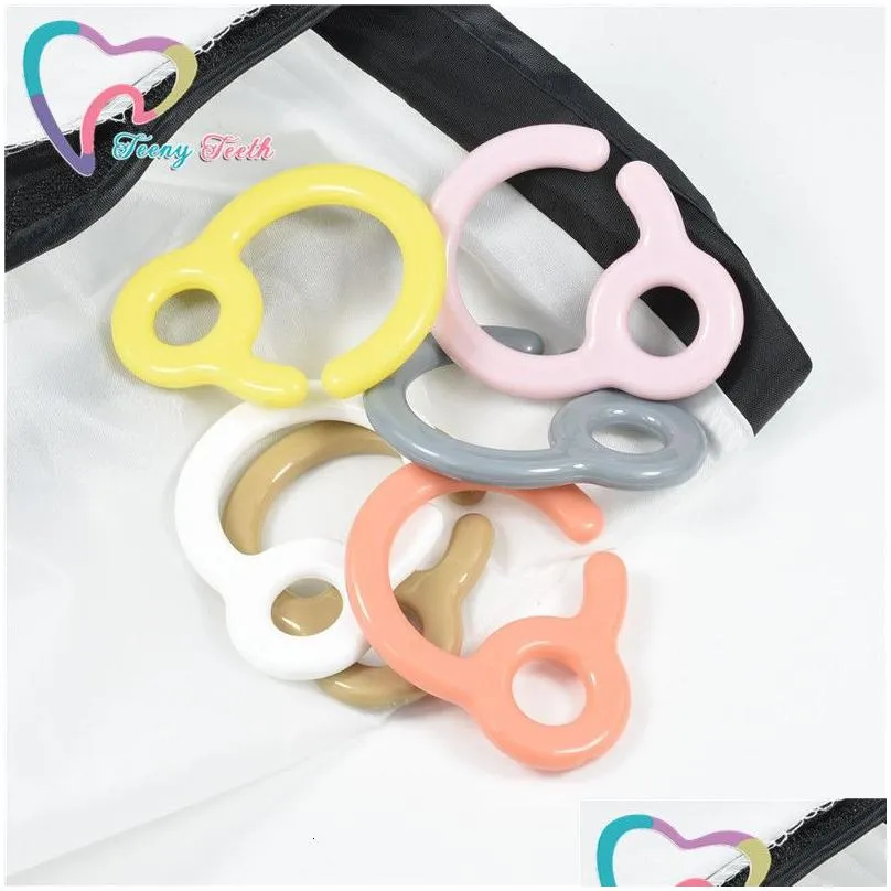 Baby Teethers Toys 50 PCS Plastic Double Buckle Pacifier Chain Personalized Pacifier Clip Baby Bed Hanging Rattles Stroller Toys Hooks For Baby