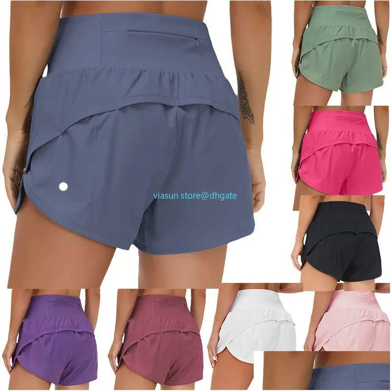 Womens lu-33 Yoga Shorts Hotty Hot Pants Pocket Quick Dry Speed Up Gym Clothes Sport Outfit Breathable Fitness High Elastic Waist