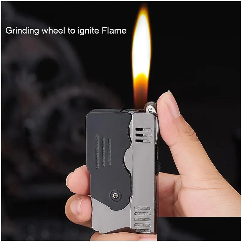 Lighters Funny Lighter Refillable Butane Gas Double Flame And Two Shaped Can Switched Novelty Cigarette Accessories Drop Delivery Home Dhkg8