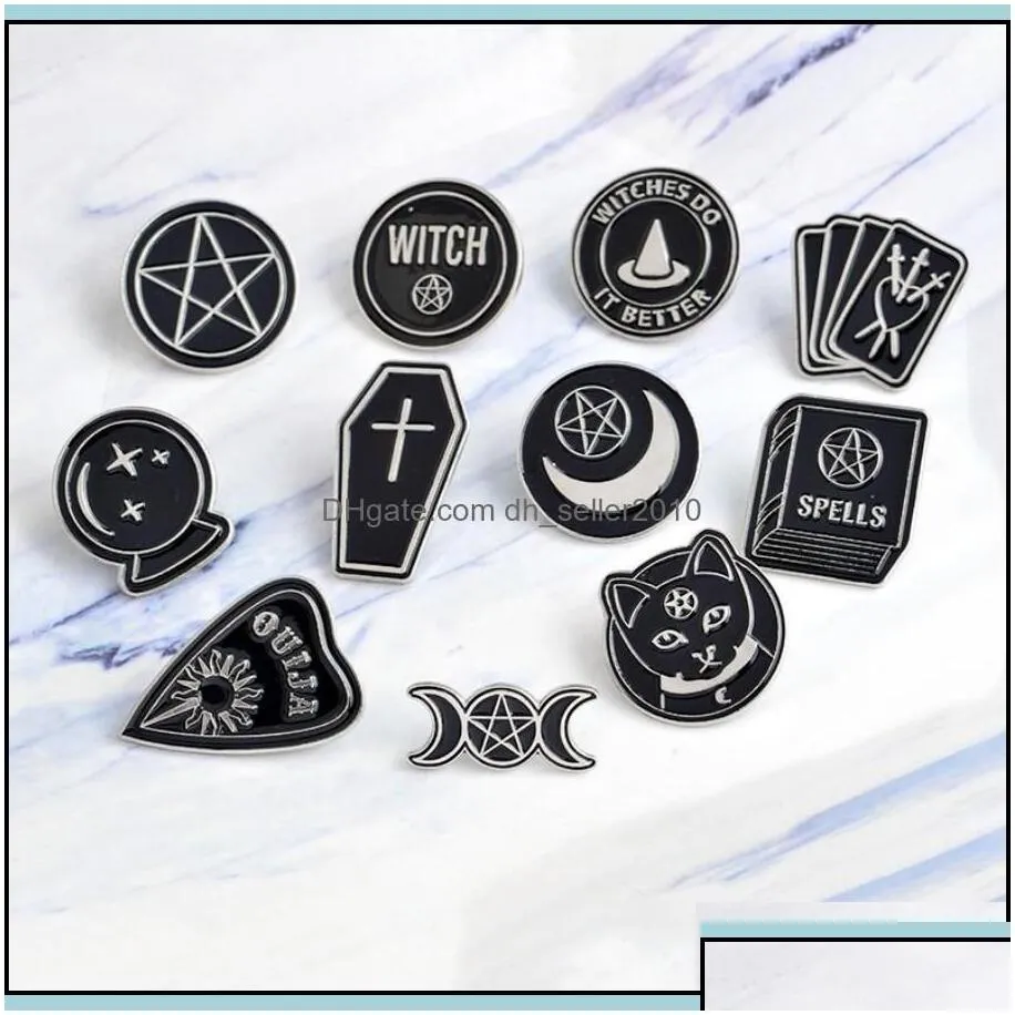 Pins Brooches Witch Ouija Moon Tarot Book New Goth Style Enamel Pins Badge Denim Jacket Jewelry Gifts Brooches For Women Men 167 T2