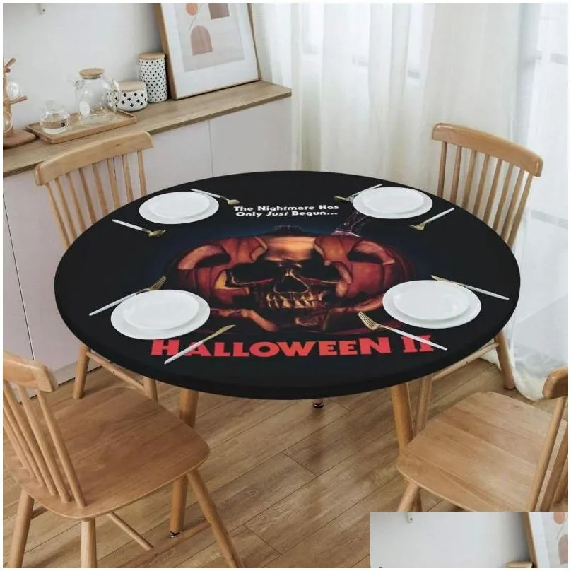 Table Cloth Round Fitted Hellraiser Waterproof Tablecloth 45-50 Er Backed With Elastic Edge Drop Delivery Dhaov
