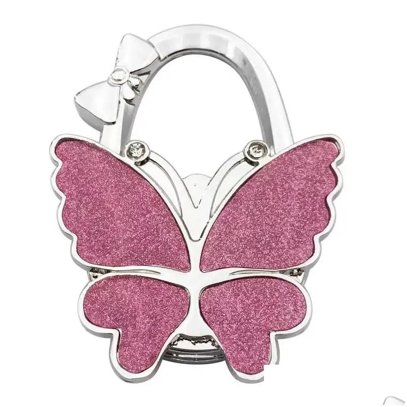 Hooks & Rails Hook Butterfly Handbag Hanger Glossy Matte Foldable Table For Bag Purse New Drop Delivery Home Garden Housekeeping Organ Dhcdu