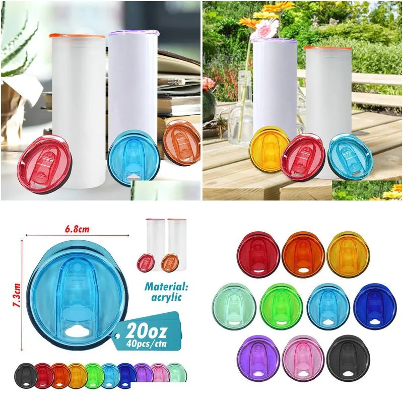 Mugs Stocked Leakproof Color Replacement Lids Colorf Tumbler For 20Oz Sublimation Blanks Drop Delivery Home Garden Kitchen, Dining Bar Dhuwy