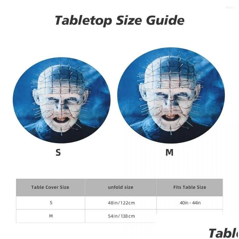 Table Cloth Round Fitted Hellraiser Waterproof Tablecloth 45-50 Er Backed With Elastic Edge Drop Delivery Dhaov