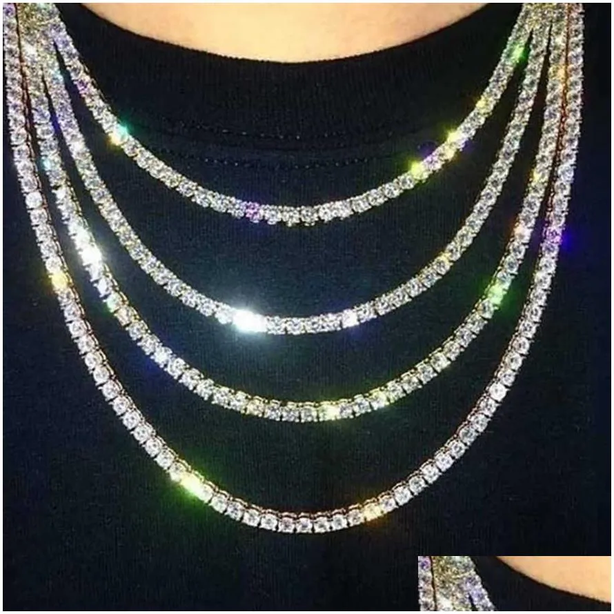 Pendant Necklaces Hiphop 18K Gold Iced Out Diamond Chain Necklace Cz Tennis For Men And Women249Q2291472 Drop Delivery Jewelry Necklac Otvnc