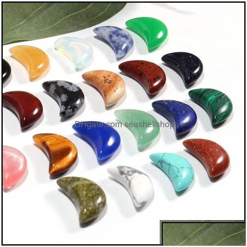 Stone Wholesale Custom Natural Crystal Small Crescent Healing Moon Stones For Jewelry Making Bend Crafts Ornament 13X18Mm Dhseller2010