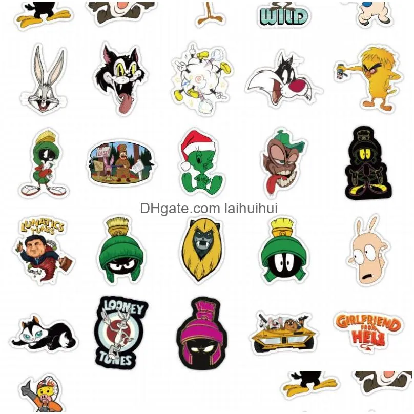 50pcs/lot cute animation rabbit stickers looney tunes sticker cartoon creative graffiti stickers bicycle skateboard guitar suitcase waterproof