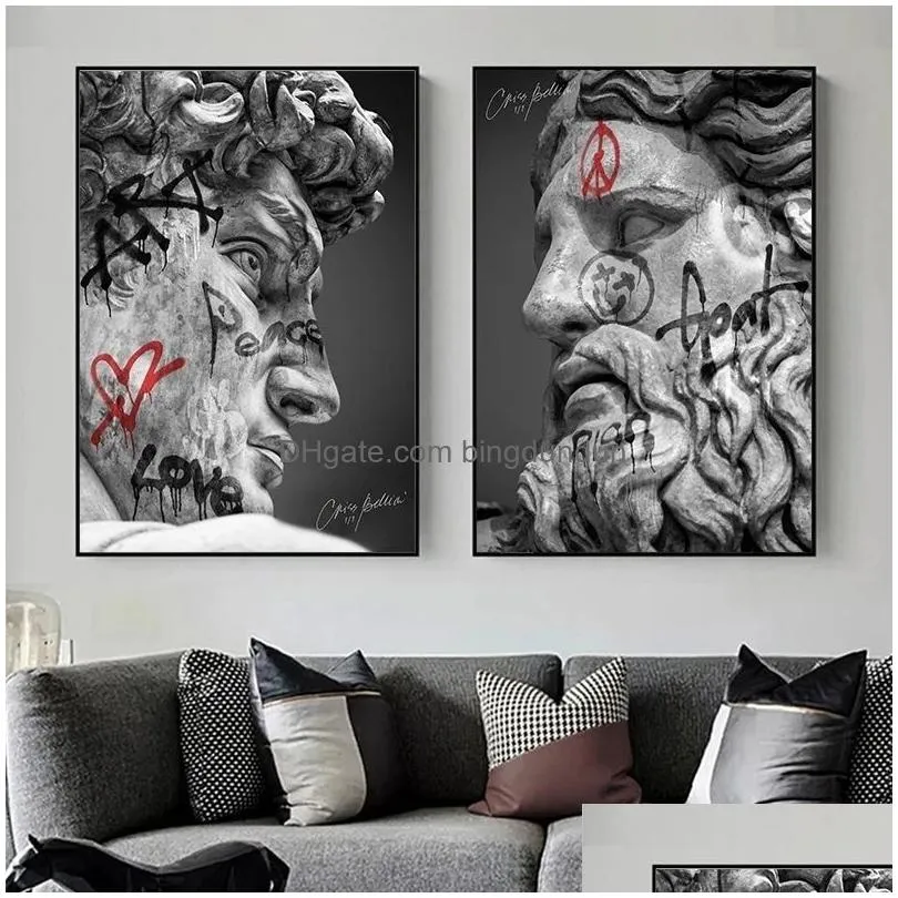 Paintings David Head Scpture Statue Iti Art Canvas Painting Posters And Prints Street Wall Pictures For Living Room Home Drop Delivery Dhnua