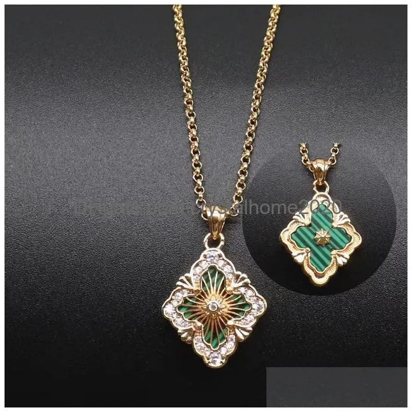 Pendant Necklaces Designer Buati Top Four Leaf Grass Italian Diamond Brushed Necklace Bracelet Collar Chain Can Be Double Sided Fashio Dhrwg