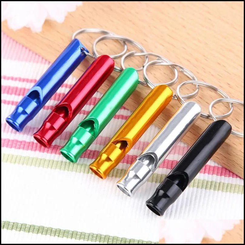 Keychains & Lanyards Metal Whistle Keychains Portable Self Defense Keyrings Rings Holder Car Key Chains Accessories Outdoor Cam Survi Dhvah