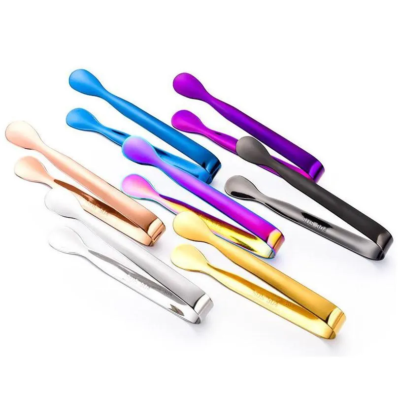 Other Bar Products Stainless Steel Ice Tongs Kitchen Bar Tools With Smooth Edge Sugar Clip Mtifunction Mini Ices Cube Clamp Teacup Cli Dhobq