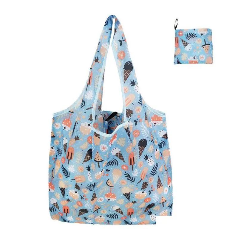 foldable shopping bag reusable travel grocery bag eco-friendly cartoon cat dog cactus lemon printing tote bag