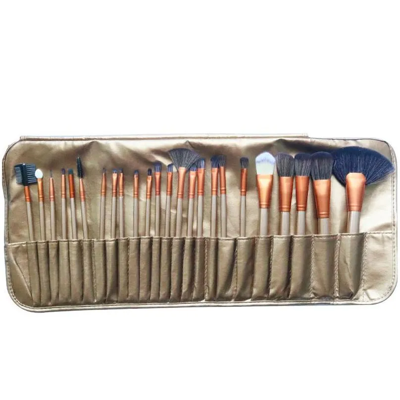 24pcs/set 10 colors professional makeup brushes portable full cosmetic make up brushes tool foundation eyeshadow lip brush with bag