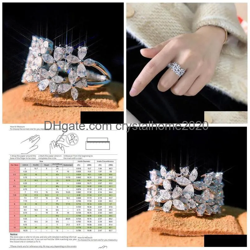 Wedding Rings 2021 New Arrival Sparkling Jewelry Sterling Sier Marquise Cut Moissanite Diamond Party Women Wedding Leaf Band Ring Gif Dhjvs