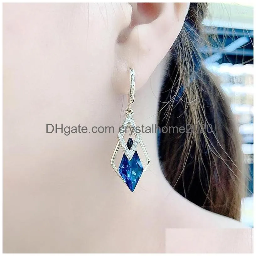 Hoop & Huggie Hoop Earrings Premium Crystal Womens Geometric Autumn And Winter Temperament Light Sier Needle Versatile Drop Delivery Dhagb