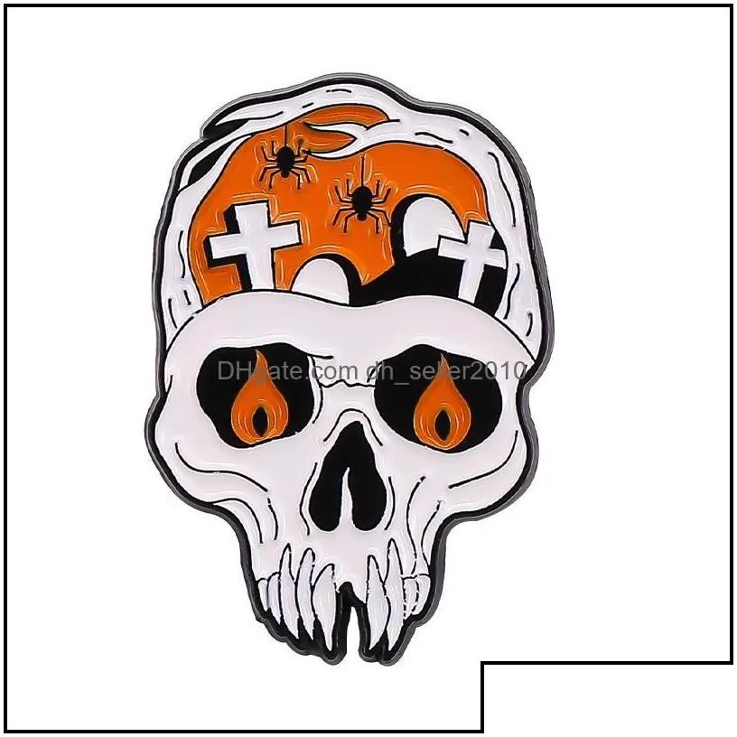 Pins Brooches Halloween Enamel Brooch Pins Skeleton Spooky Pumpkin Brooches Badge Gothic Jewelry 1469 E3 Drop Delivery 2021 Dhseller2